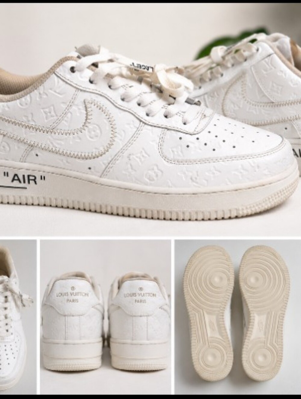 Louis Vuitton White Embossed Leather Athletic Sneakers